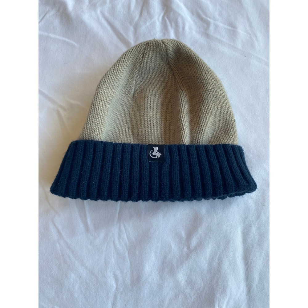 Lyle & Scott Kids Colorblock Ribbed Cuff PREPPY Beanie Size OS Tan Navy